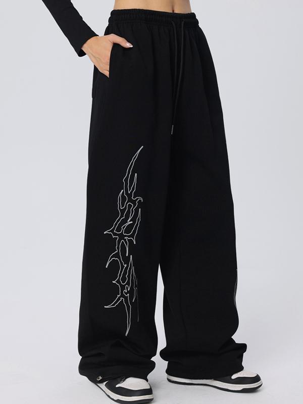 Vintage Print Loose Sweatpants Product Image
