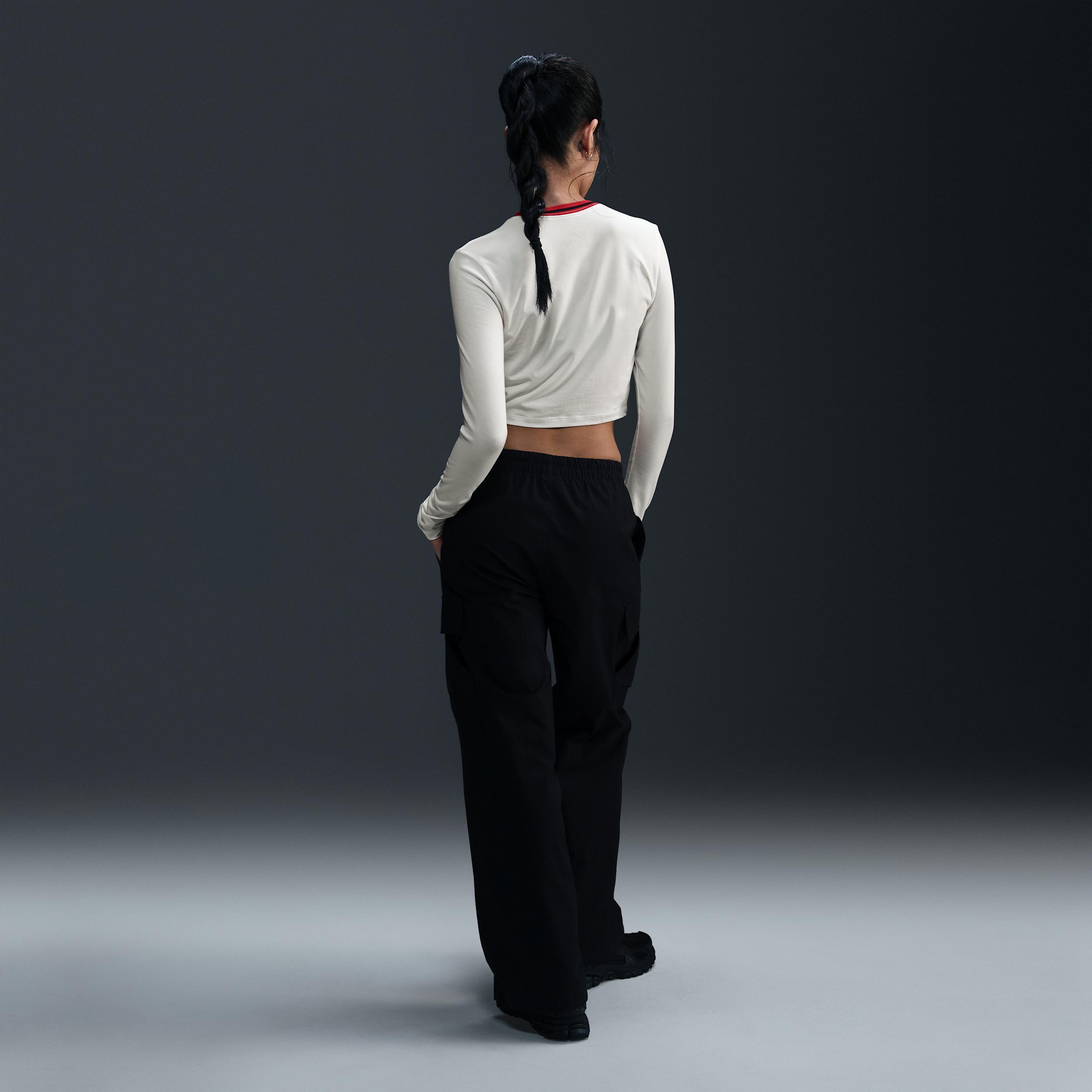 Women's Nike Sportswear Chill Knit Slim Long-Sleeve Cropped Graphic T-Shirt Product Image