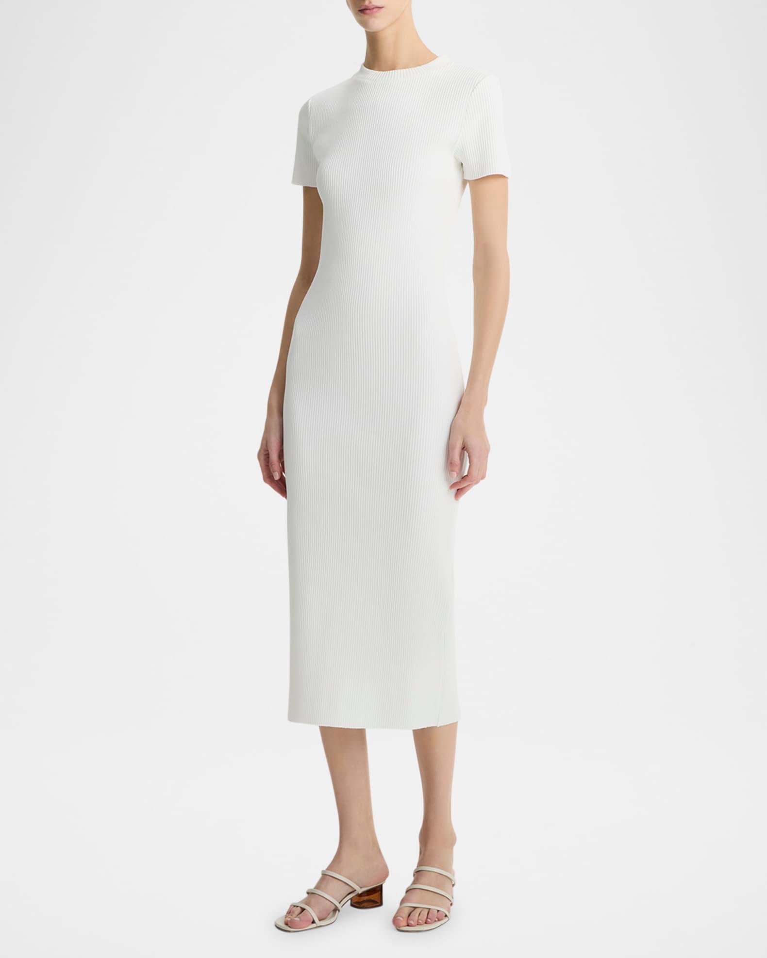 Short-Sleeve Ribbed Midi Dress Product Image