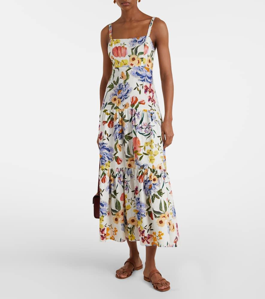 FARM RIO Off-white Greek Garden Lenzing Ecovero Euroflax Maxi Dress In Greek Garden Off-white Product Image