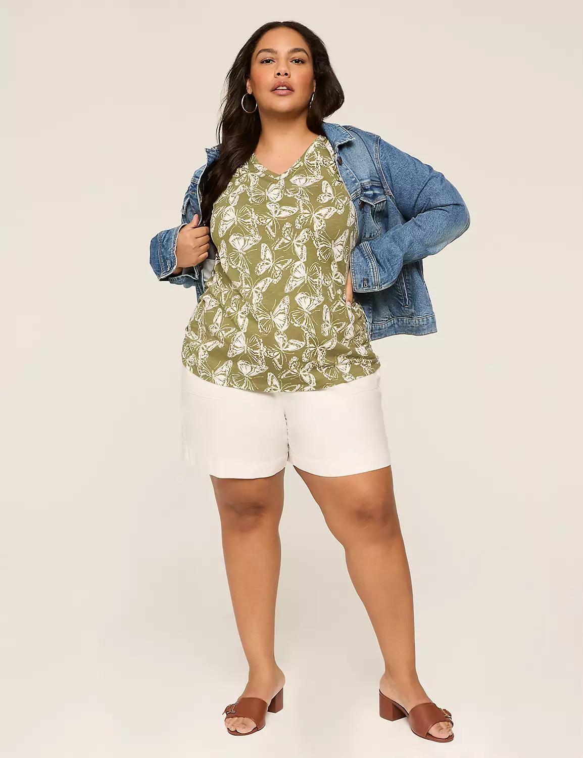 Short-Sleeve V-Neck Side-Ruched Tee Product Image