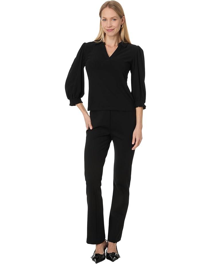 3/4 Sleeve Ruffled V-Neck Blouse Product Image