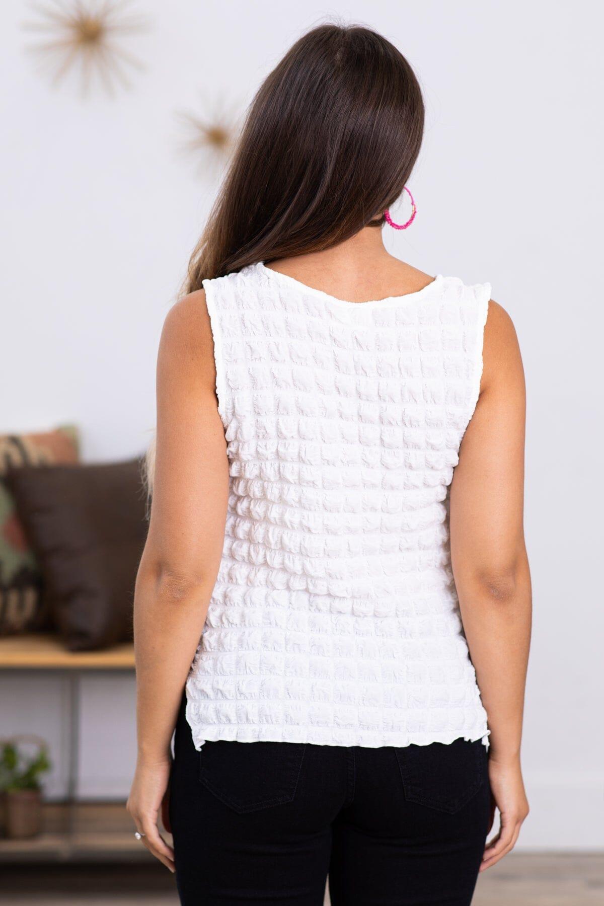 Off White Textured Knit Tank Product Image