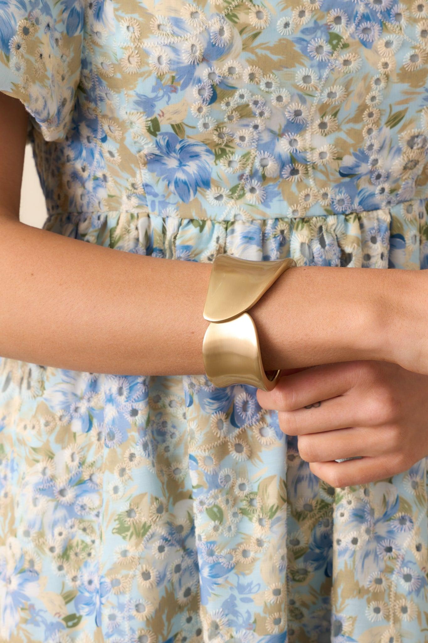 Double Take Matte Gold Cuff Bracelet Product Image