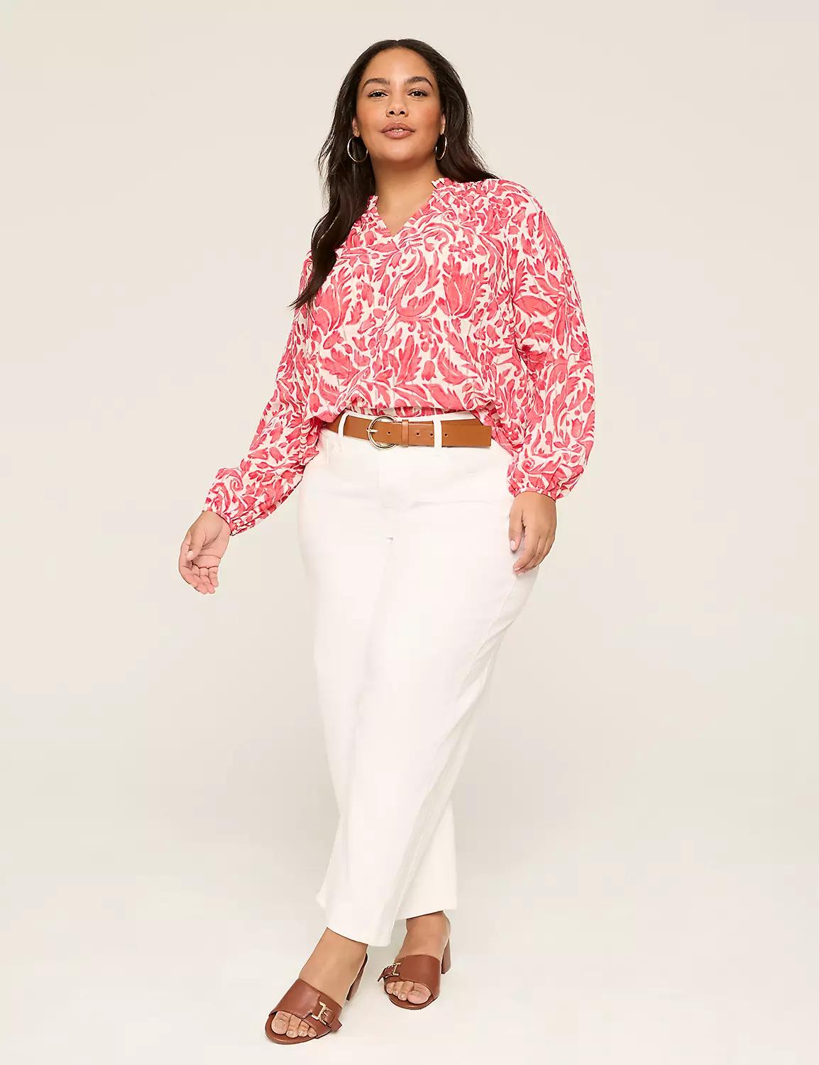 Ruffle-Neck Popover Blouse Product Image