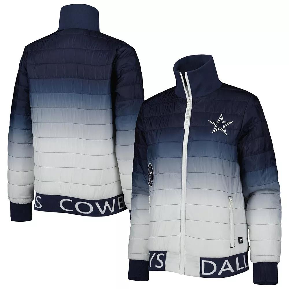 Women's The Wild Collective Navy/Silver Dallas Cowboys Color Block Full-Zip Puffer Jacket, Size: Small, Blue Product Image