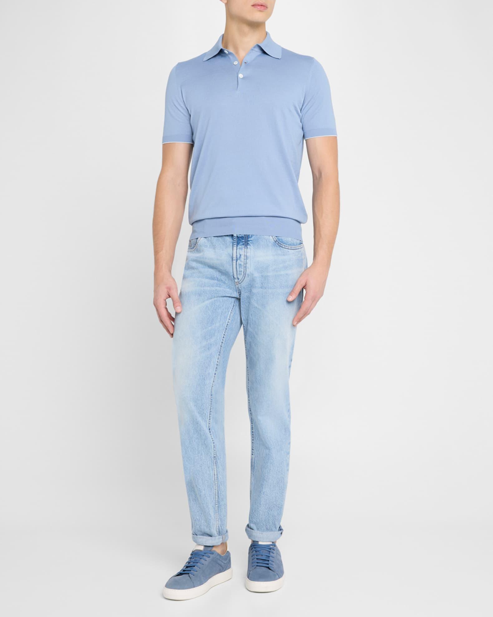 Men's Cotton Short-Sleeve Polo Sweater Product Image