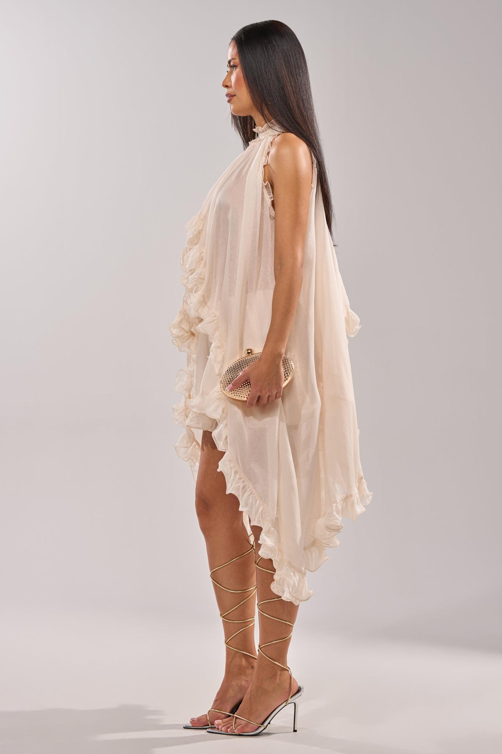 TALK TO ME HIGH LOW MESH BLOUSE Product Image