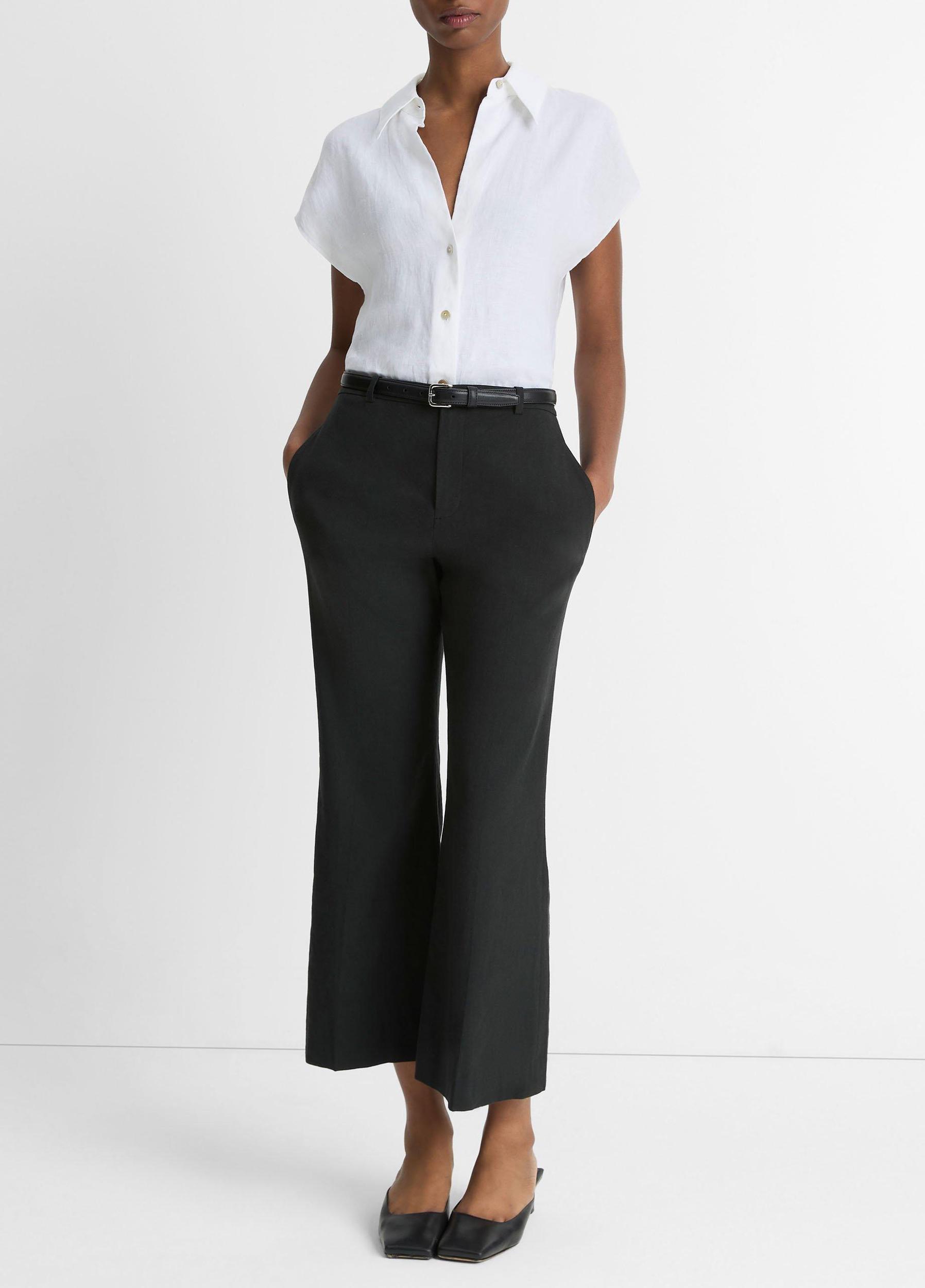 Linen Cap-Sleeve Button-Front Blouse Product Image