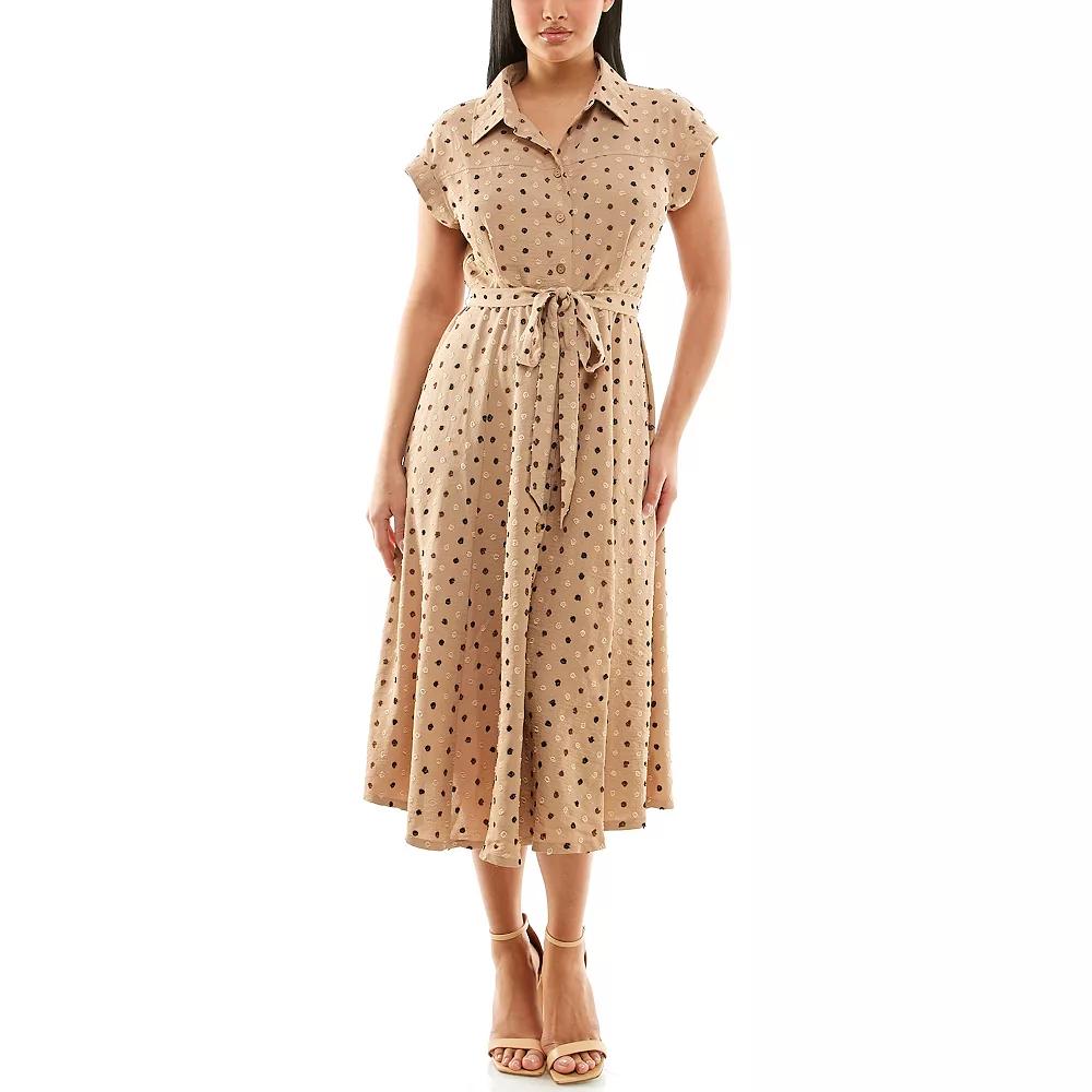 Women's Nina Leonard Collared Button Front Shirt Dress,  Product Image