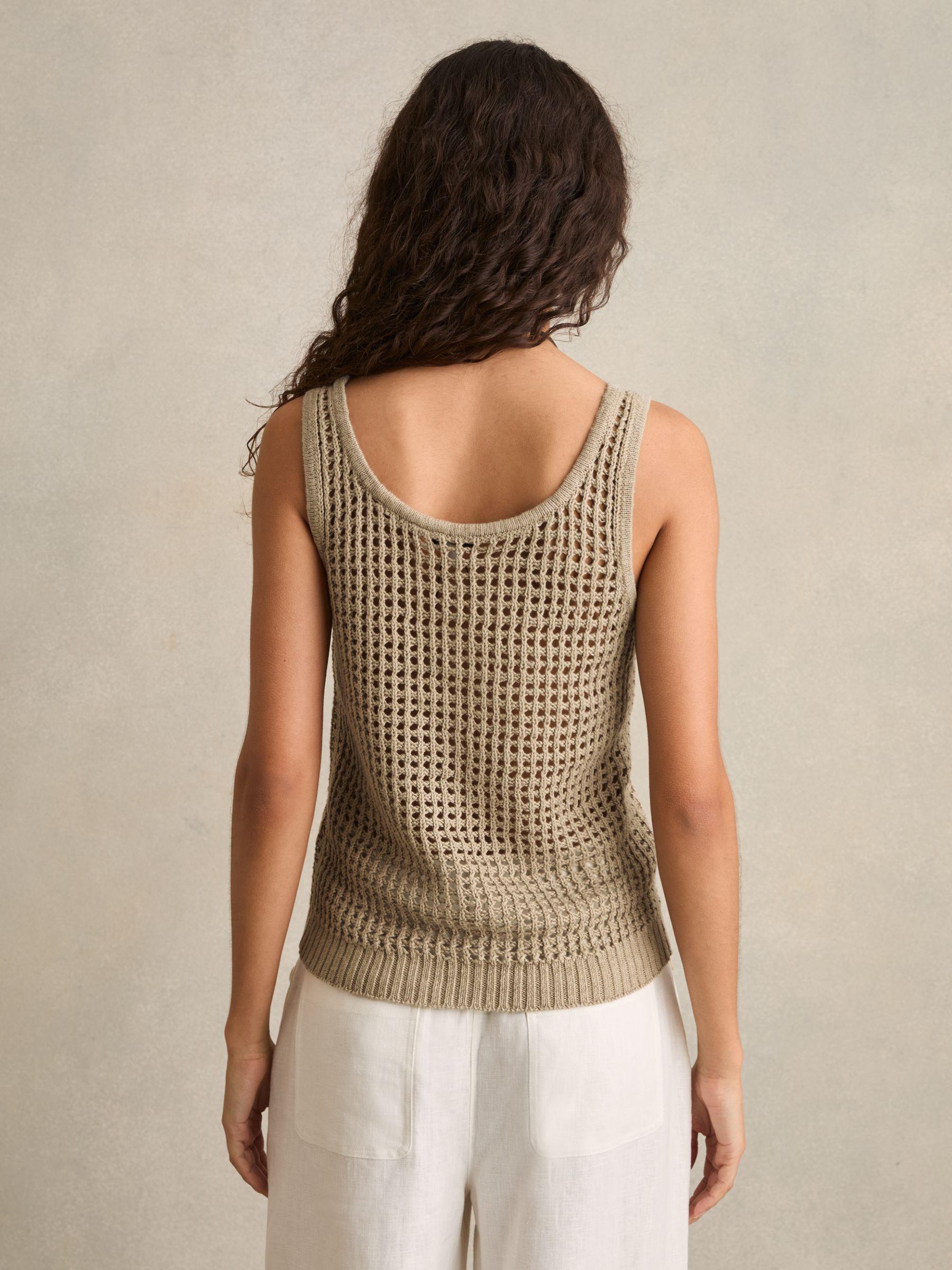 Linen Open Knit Vest in Stone Product Image