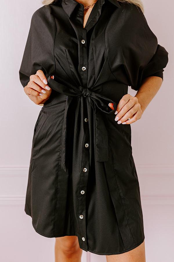 Mykonos Stroll Button Down Mini Dress in Black Product Image
