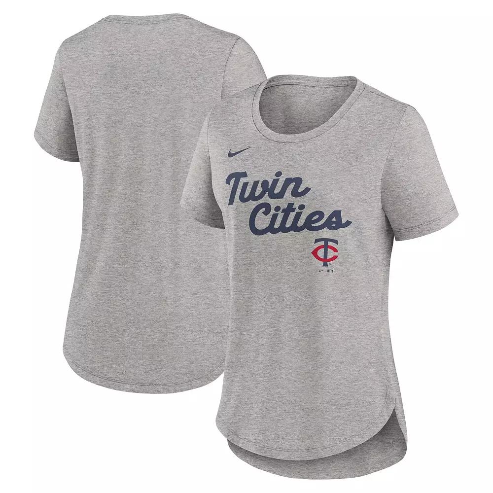 Women's Nike Heather Gray Minnesota Twins Script Tri-Blend T-Shirt,  Product Image