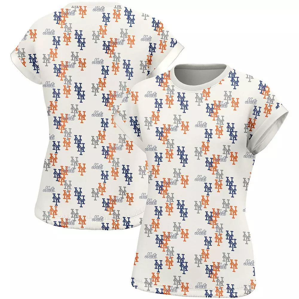 Women's Lusso  White New York Mets Madge Dolman Tri-Blend T-Shirt, Size: Small Product Image