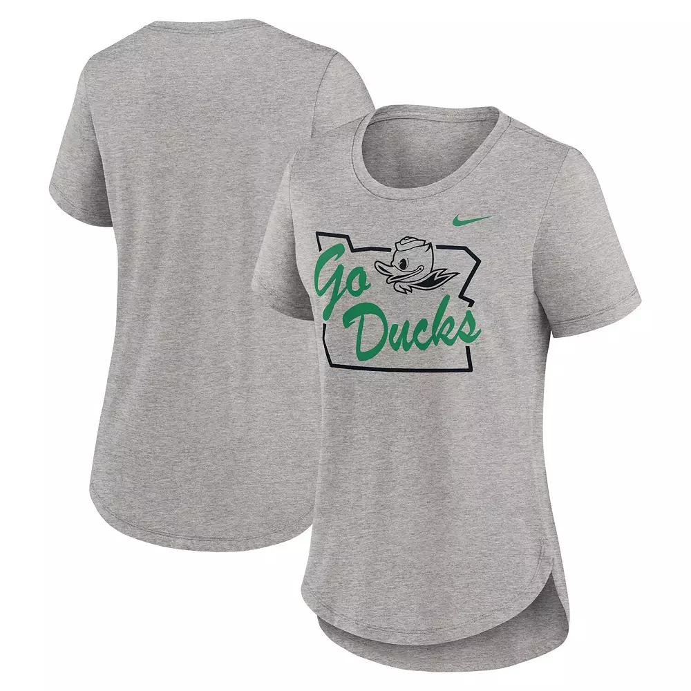 Women's Nike Heather Gray Oregon Ducks Local Campus Location Mantra Tri-Blend T-Shirt,  Product Image
