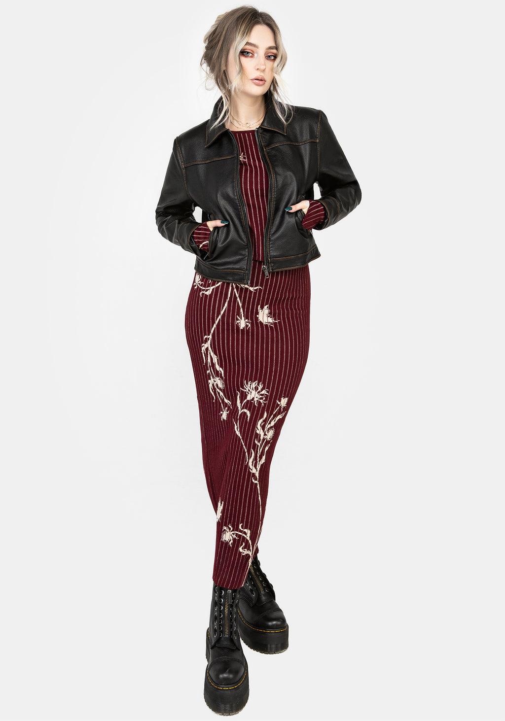 Diastella Floral Jacquard Rib Knit Maxi Skirt Product Image