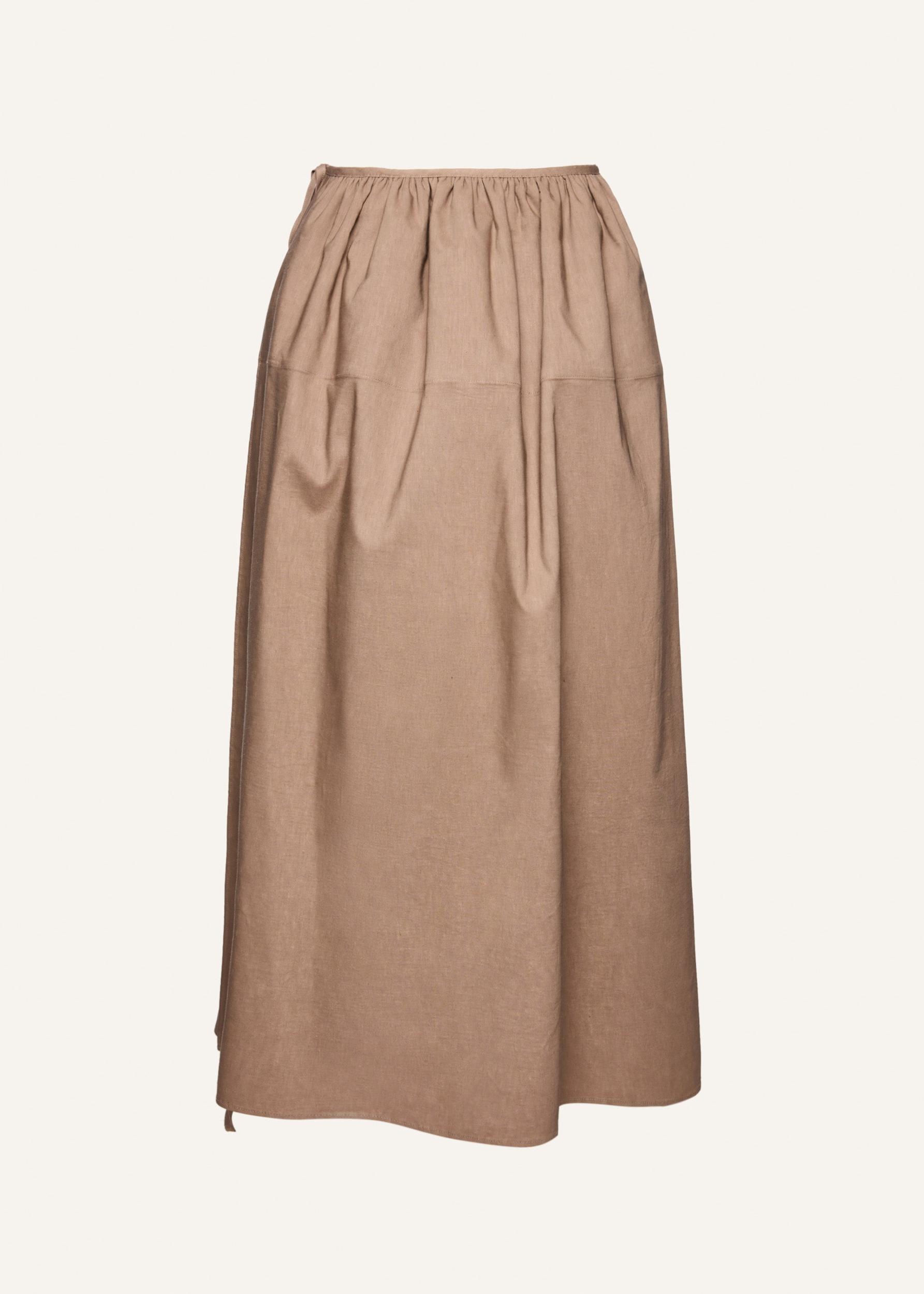 Tie waist balloon skirt in beige Product Image