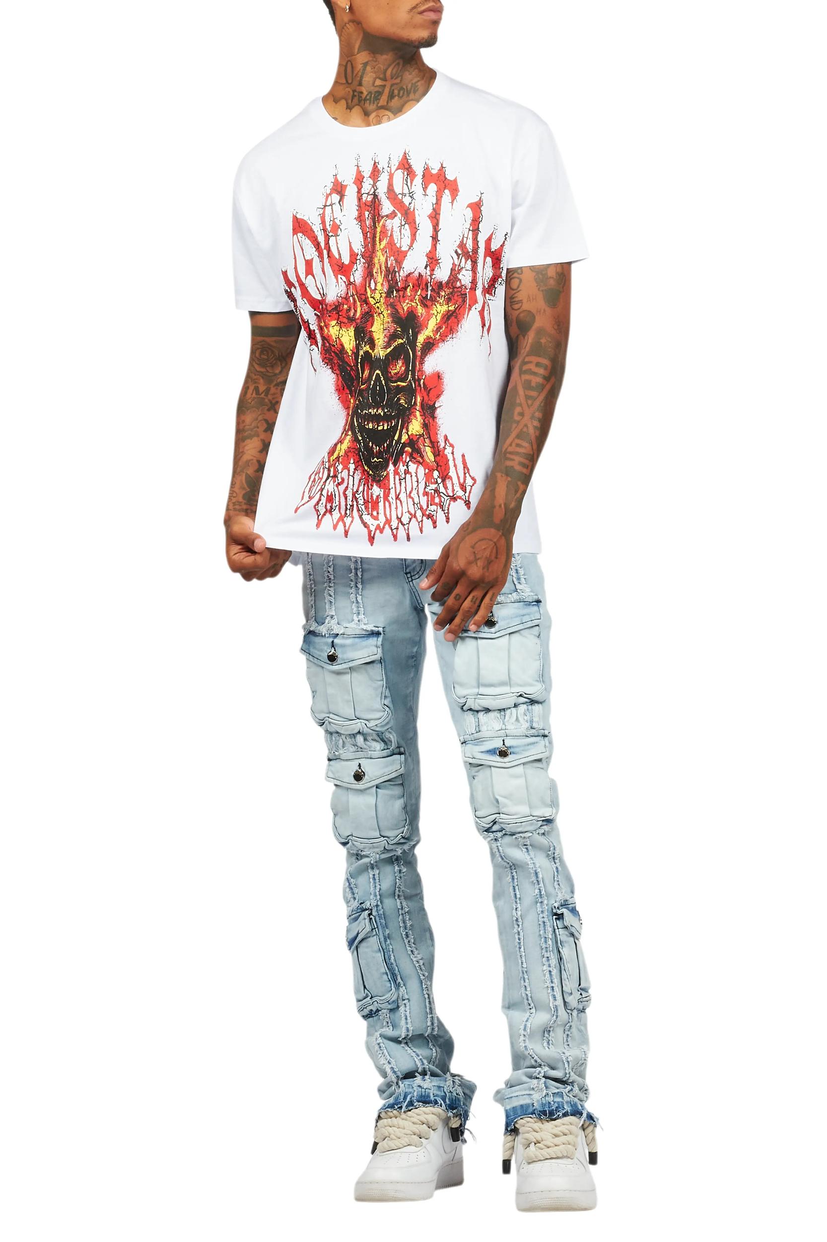 Kalvin White Oversized Graphic T-Shirt Male Product Image