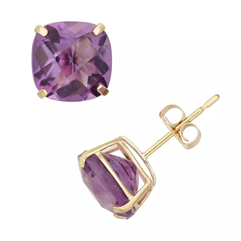 Designs by Gioelli Amethyst 10k Gold Stud Earrings, Women's, Purple Product Image