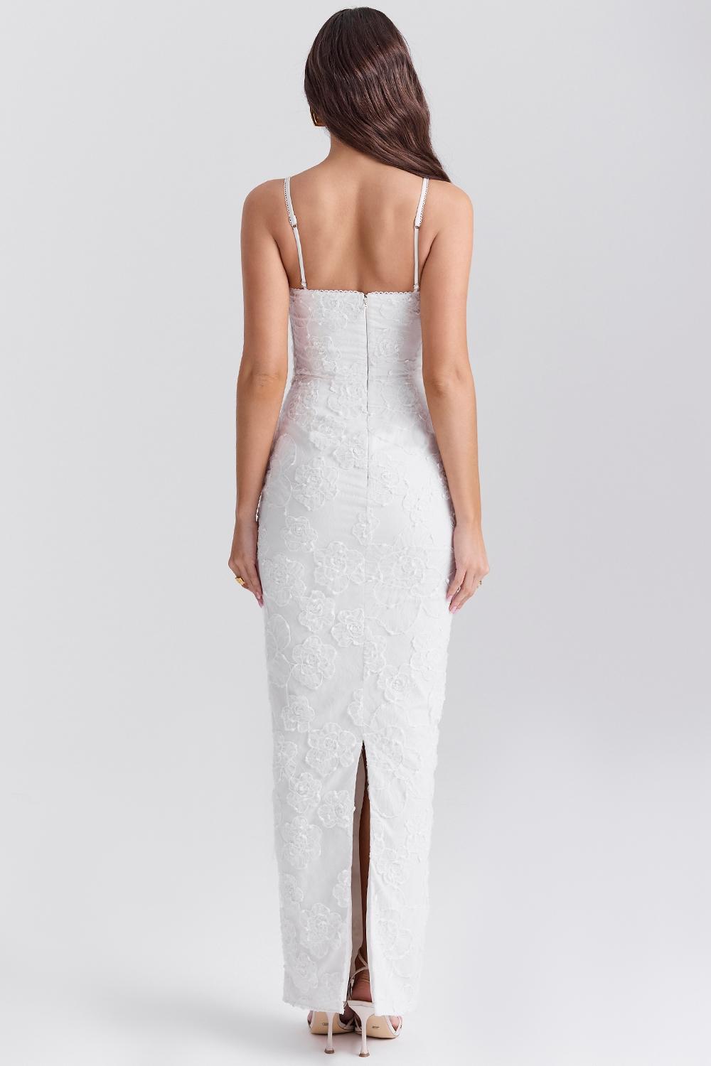 Eva  white floral lace maxi dress Product Image