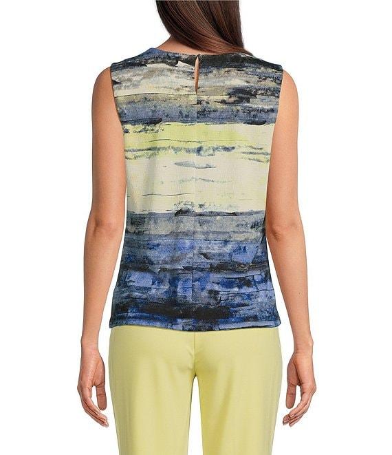 Calvin Klein Printed Novelty Pleated Crew Neck Sleeveless Cami Product Image