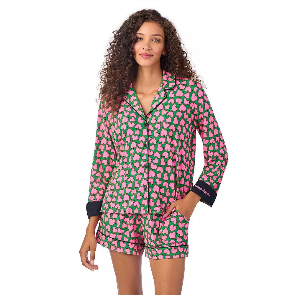 Womens Beauty Sleep Social Long Sleeve Pajama Shirt & Pajama Shorts Sleep Set, Girls Product Image