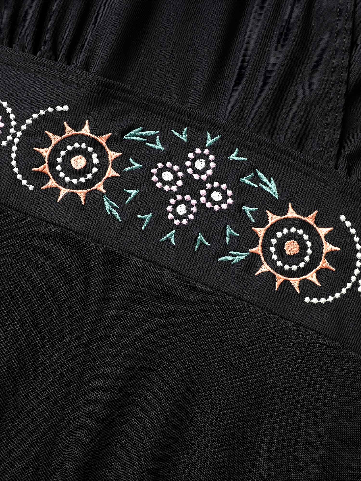 Embroidered Ruffle Hem One-Piece Swimsuit Female Product Image