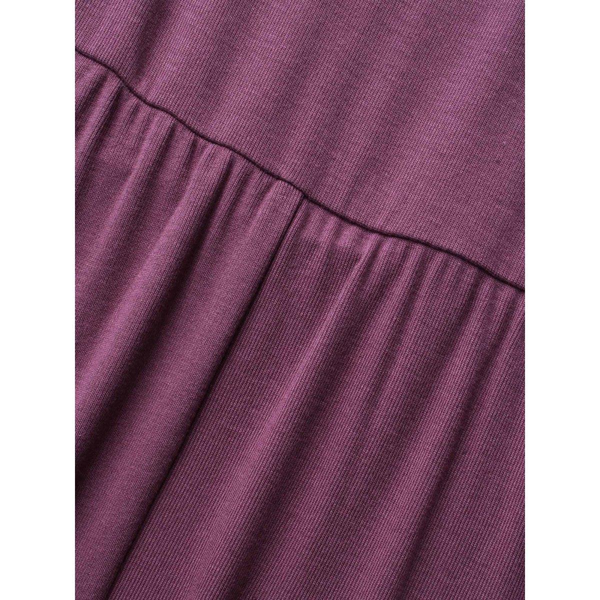 Plus Size Supersoft Essentials Flutter Sleeve Tie Knot T-shirt Mauve Women Elegant Tie knot Round Neck Bodycon Everyday T-shirts BloomChic 22-24/3X Product Image