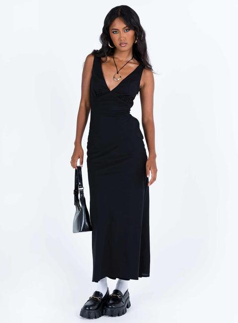 Nellie Maxi Dress Black Linen Product Image