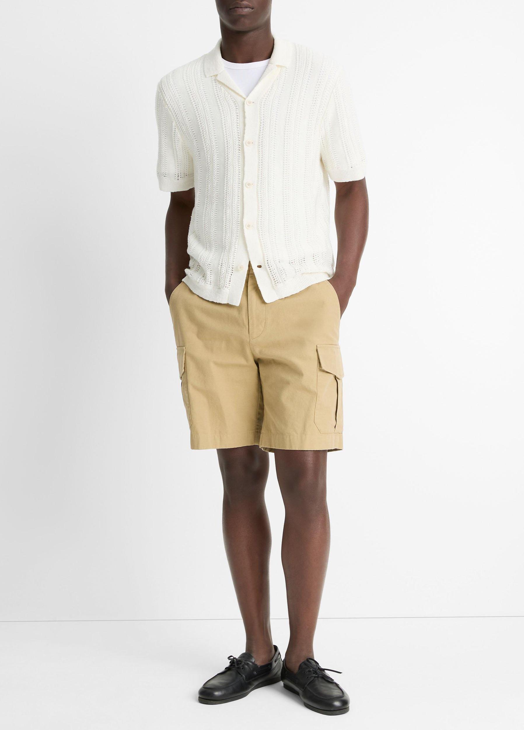 Cotton & Linen-Blend Crochet Cabana Shirt Product Image