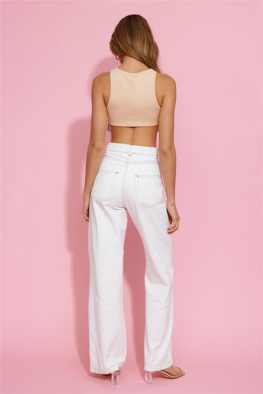 Little Sparkle Crop Top Beige Product Image