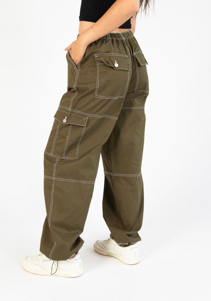 Olive Drawstring Cargo Joggers Product Image