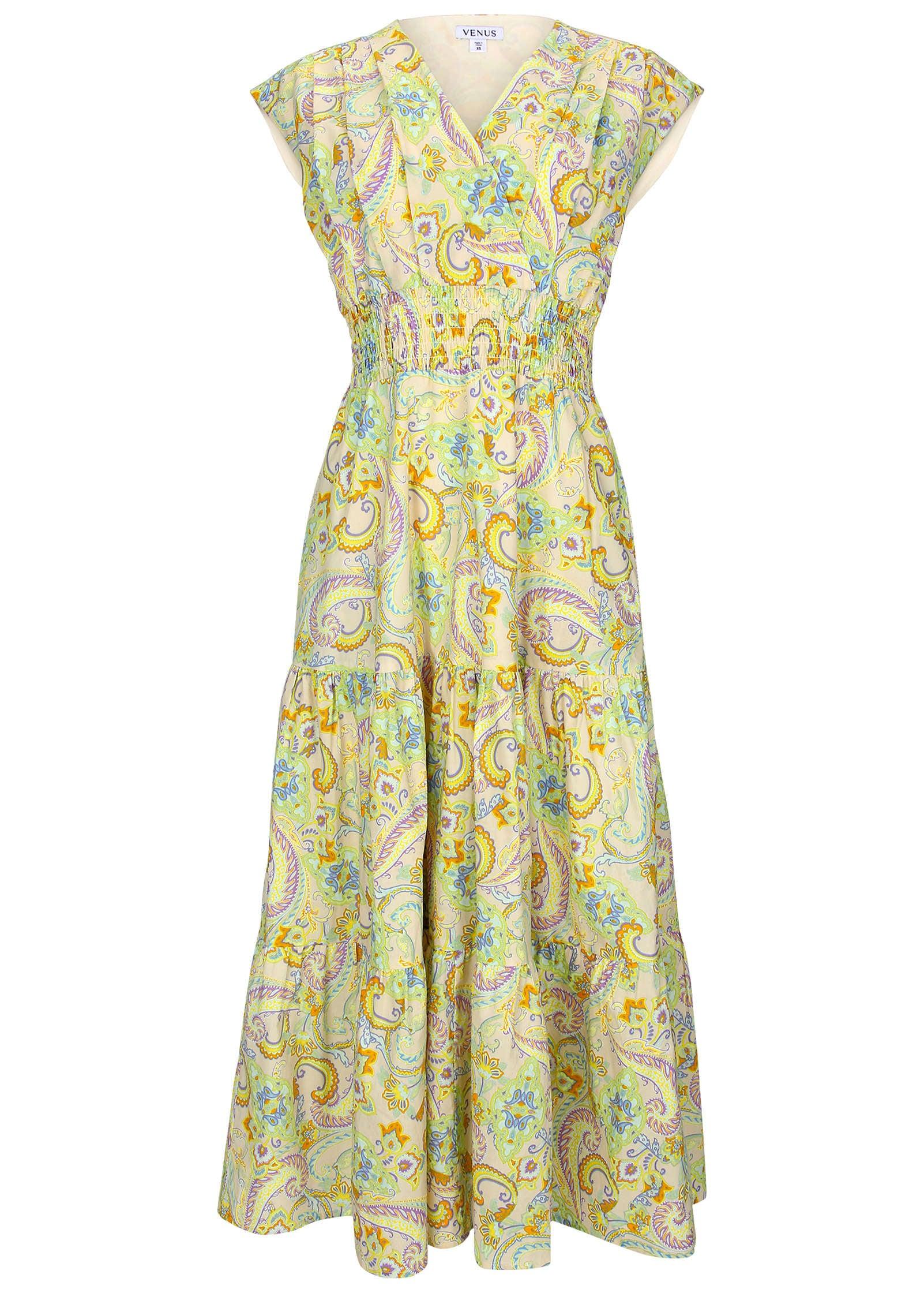 Smocked Waist Maxi Dress - Candied Shortbread Paisley Product Image