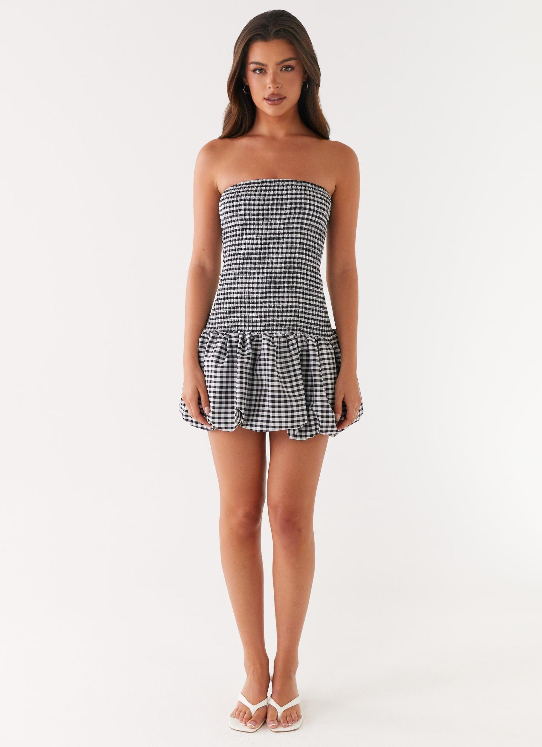 Martell Mini Dress - Black Gingham Product Image