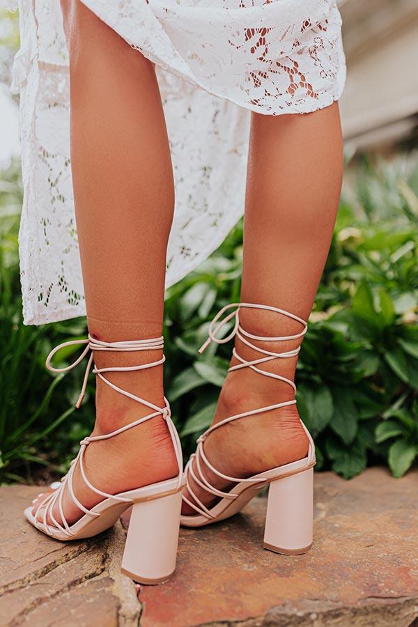 The Biana Faux Leather Lace Up Heel in Natural Product Image
