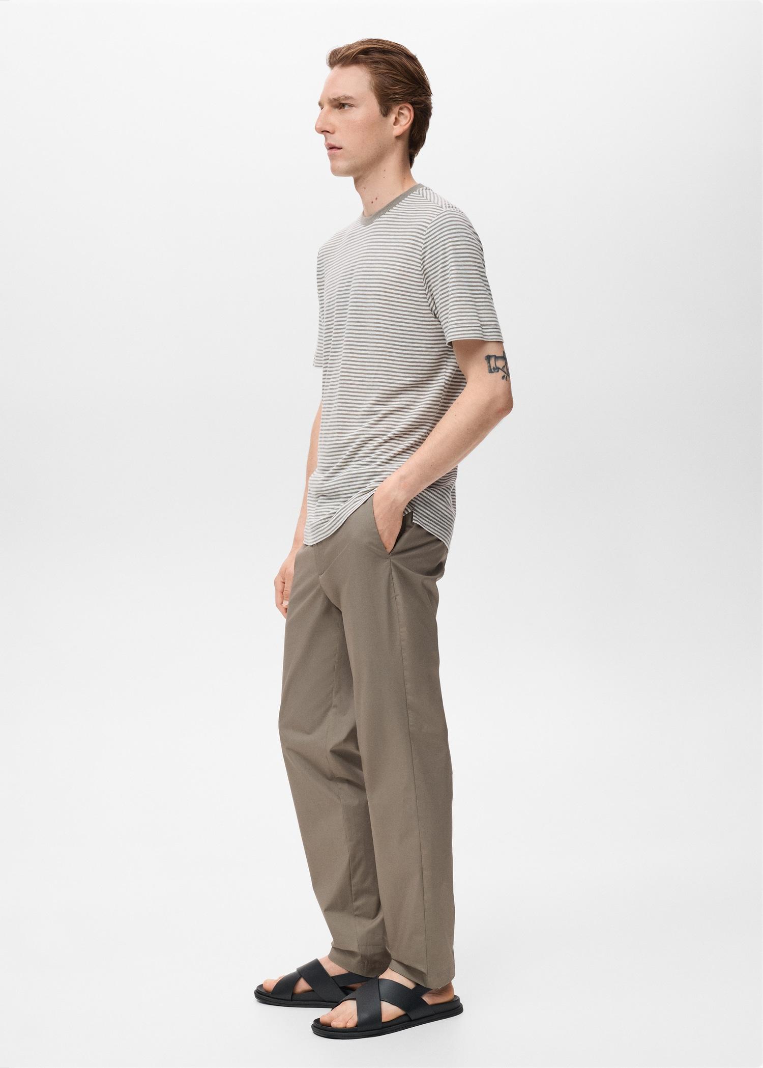 100% slim-fit cotton pants - Men | MANGO USA Product Image
