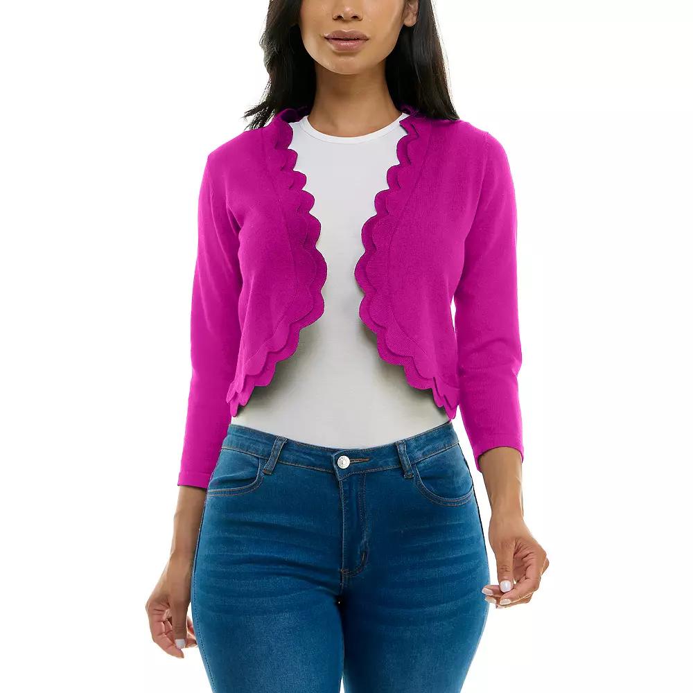 Women's Nina Leonard Scallop Trim Bolero,  Product Image