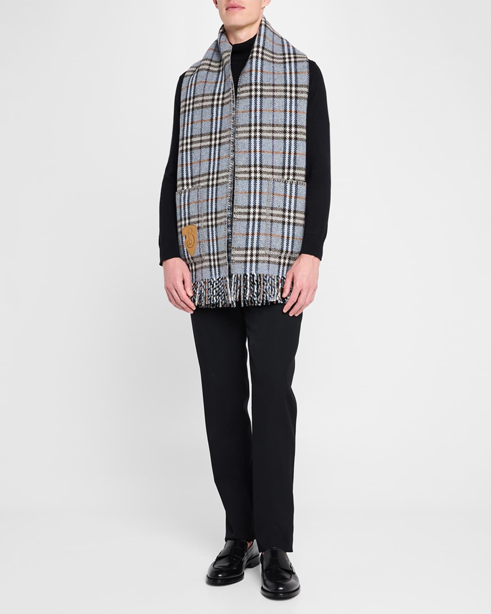 Men's Cashmere and Wool Reversible Scarf with Pockets Product Image