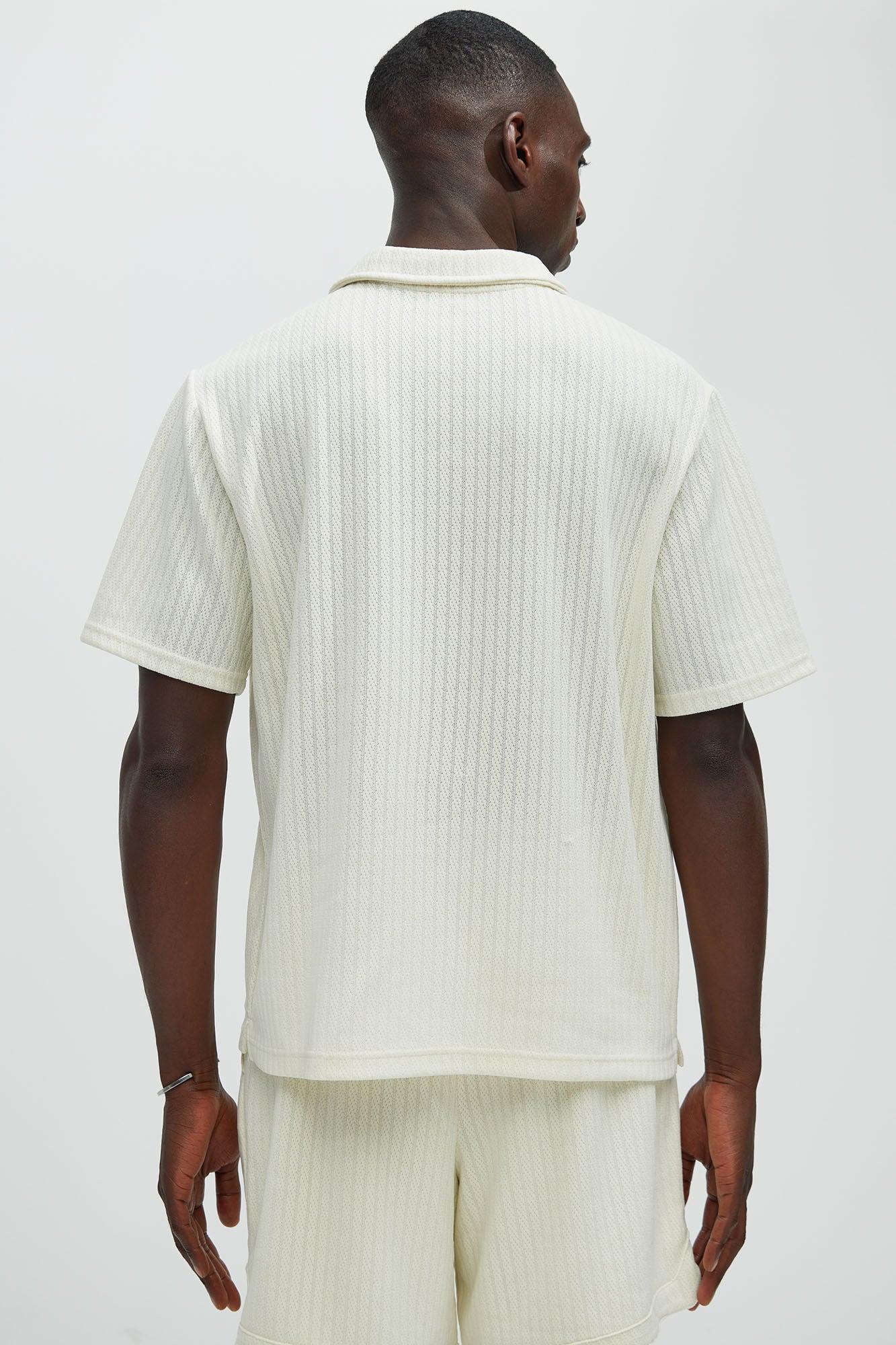 Easton Textured Polo Shirt - Off White Product Image