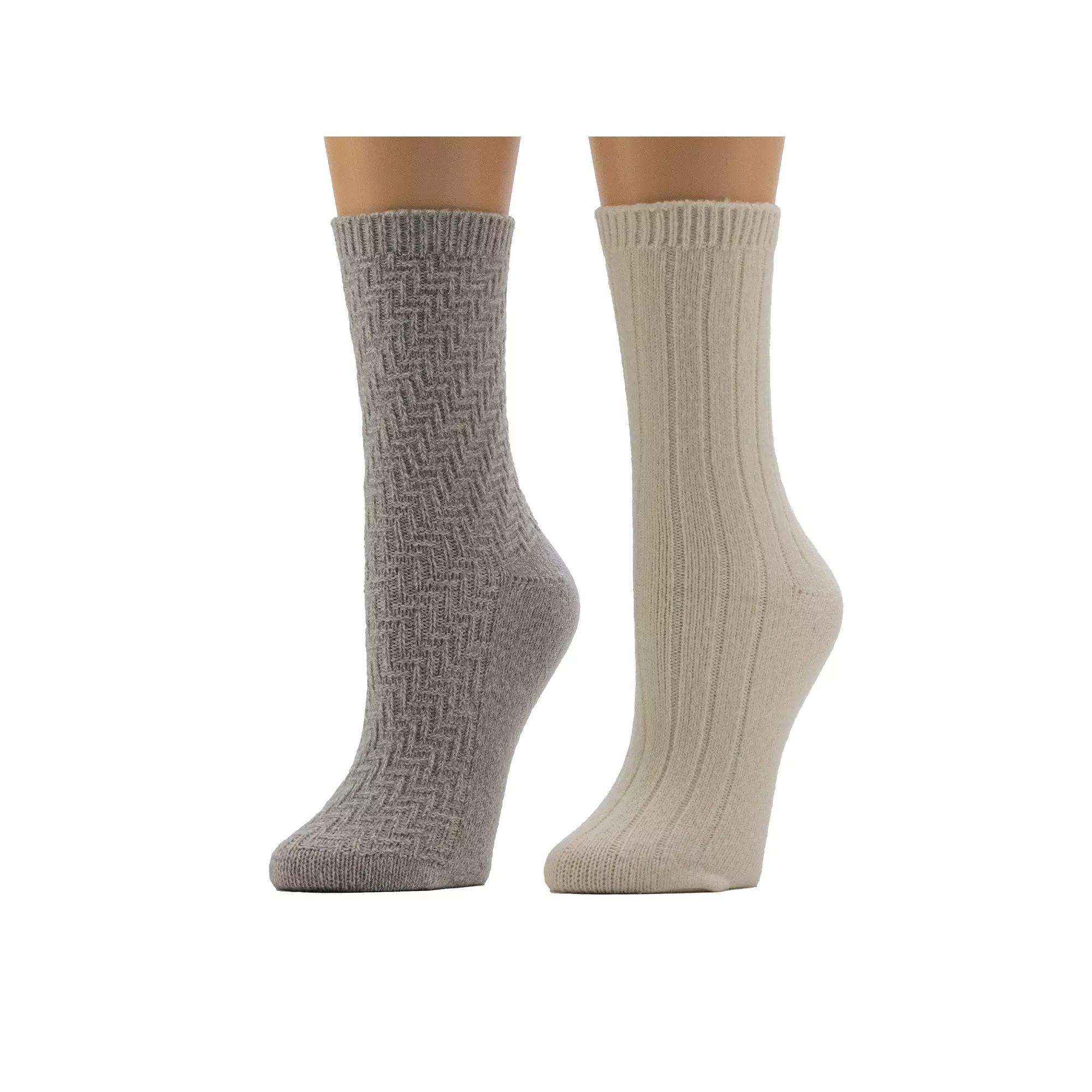 Women's Cuddl Duds® Plushfill 2-Pack Static Texture Twist Rib Crew Socks,  Product Image