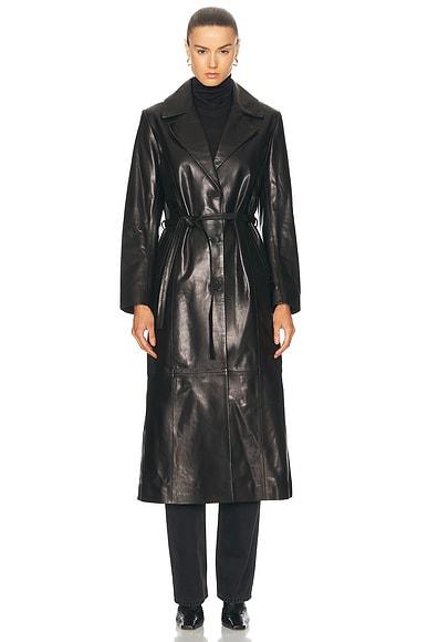 Tamara Belted Leather Trench Coat Product Image