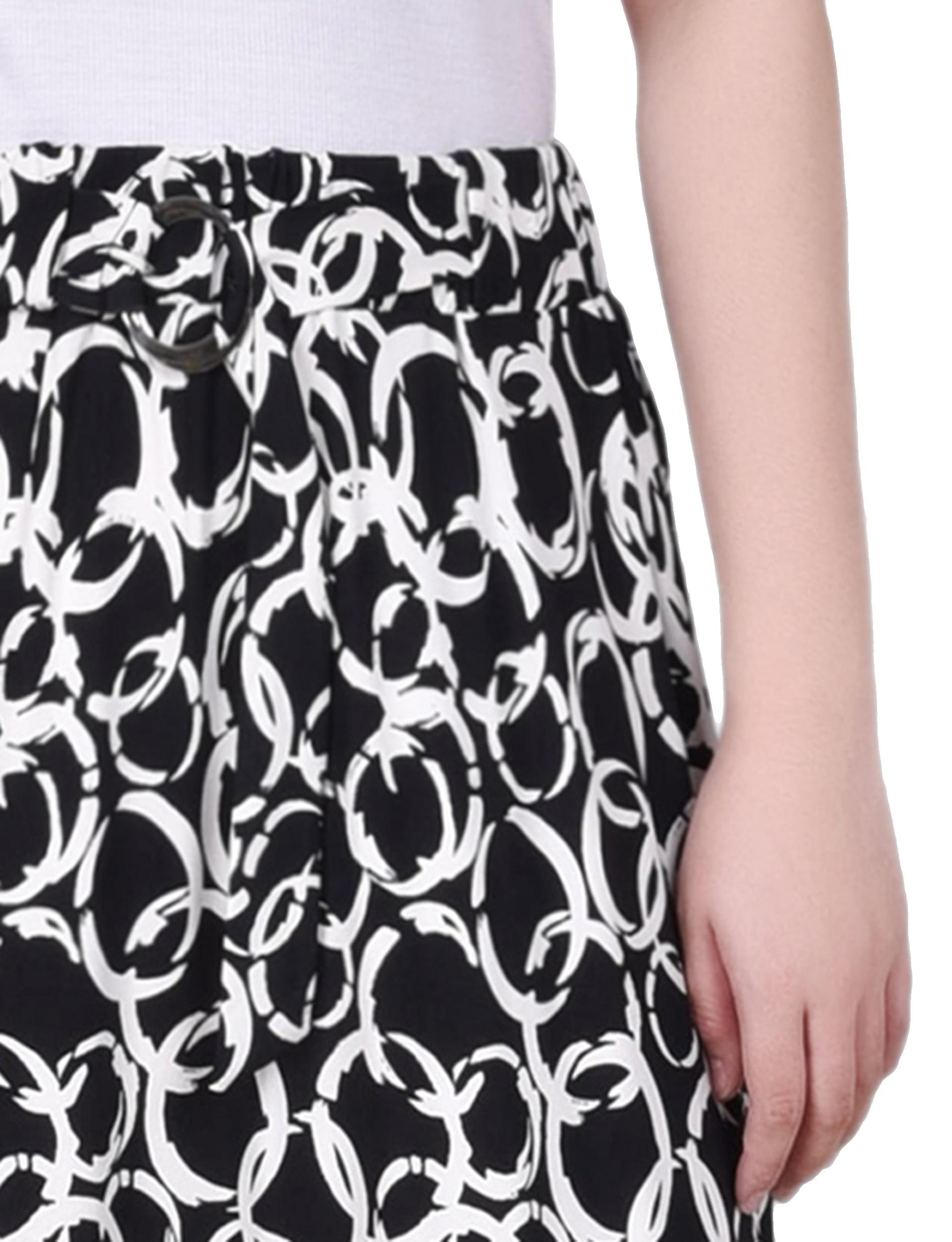 Black White Circle Chain Ring Detail Midi-Length Skirt - Petite Product Image