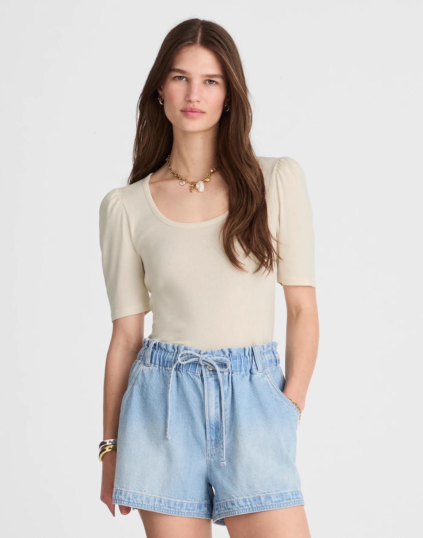 Puff-Sleeve Scoopneck Tee Product Image