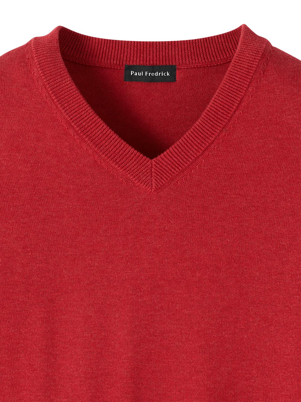 Supima Cotton V-neck Sweater - Red Product Image