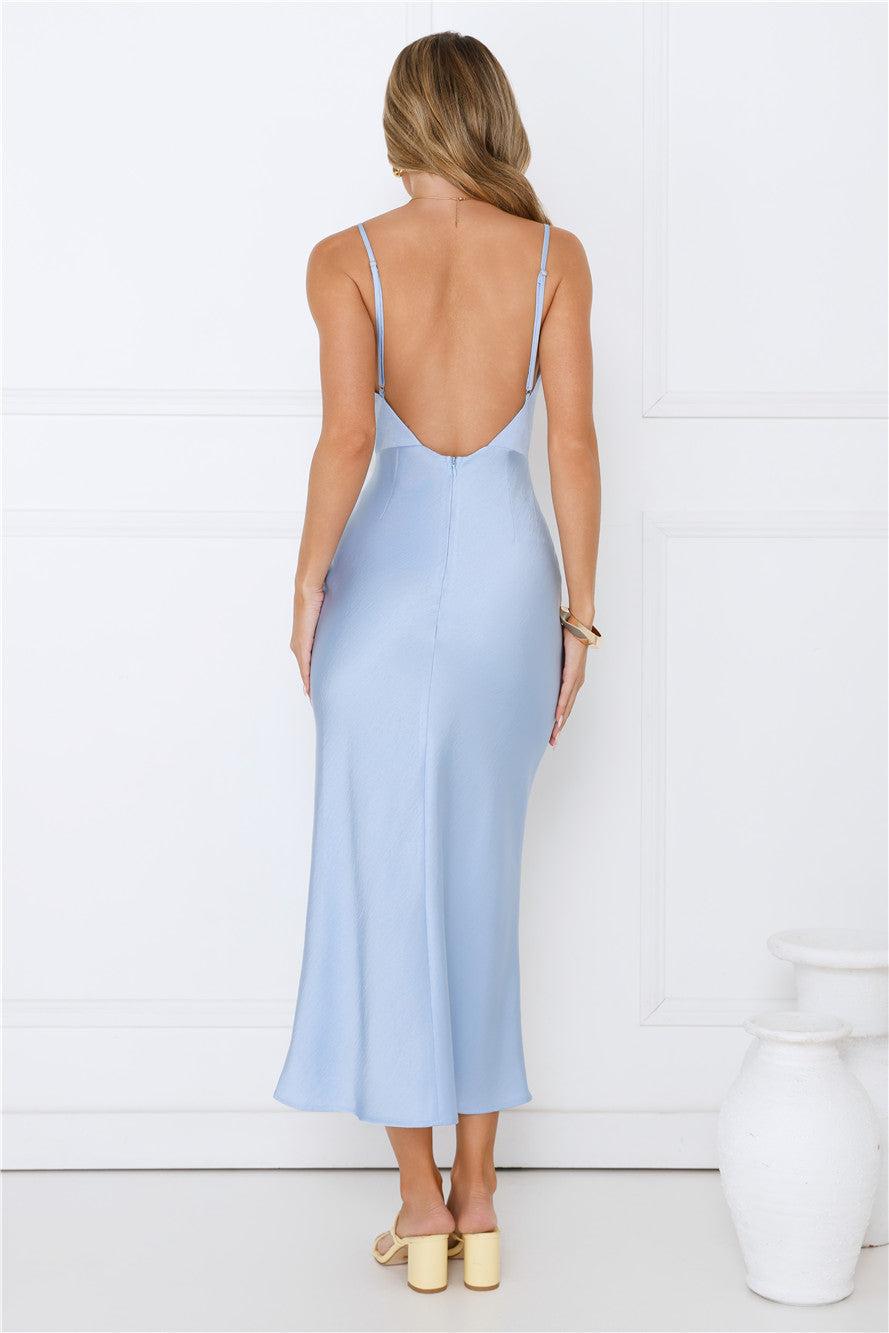 Invitation Only Satin Midi Dress Blue Product Image