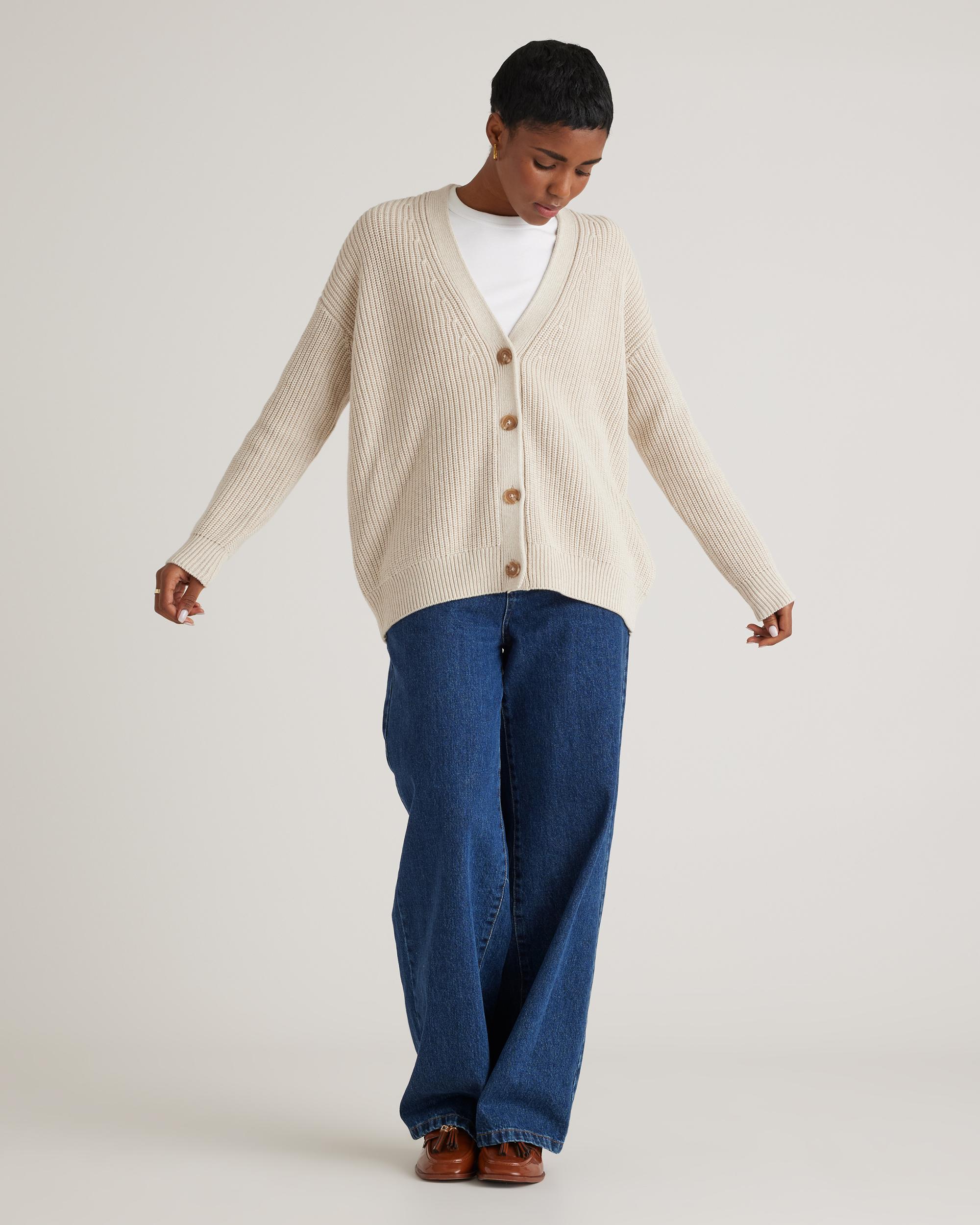 Quince | Women's Oversized Boyfriend Cardigan Sweater Organic Cotton Product Image