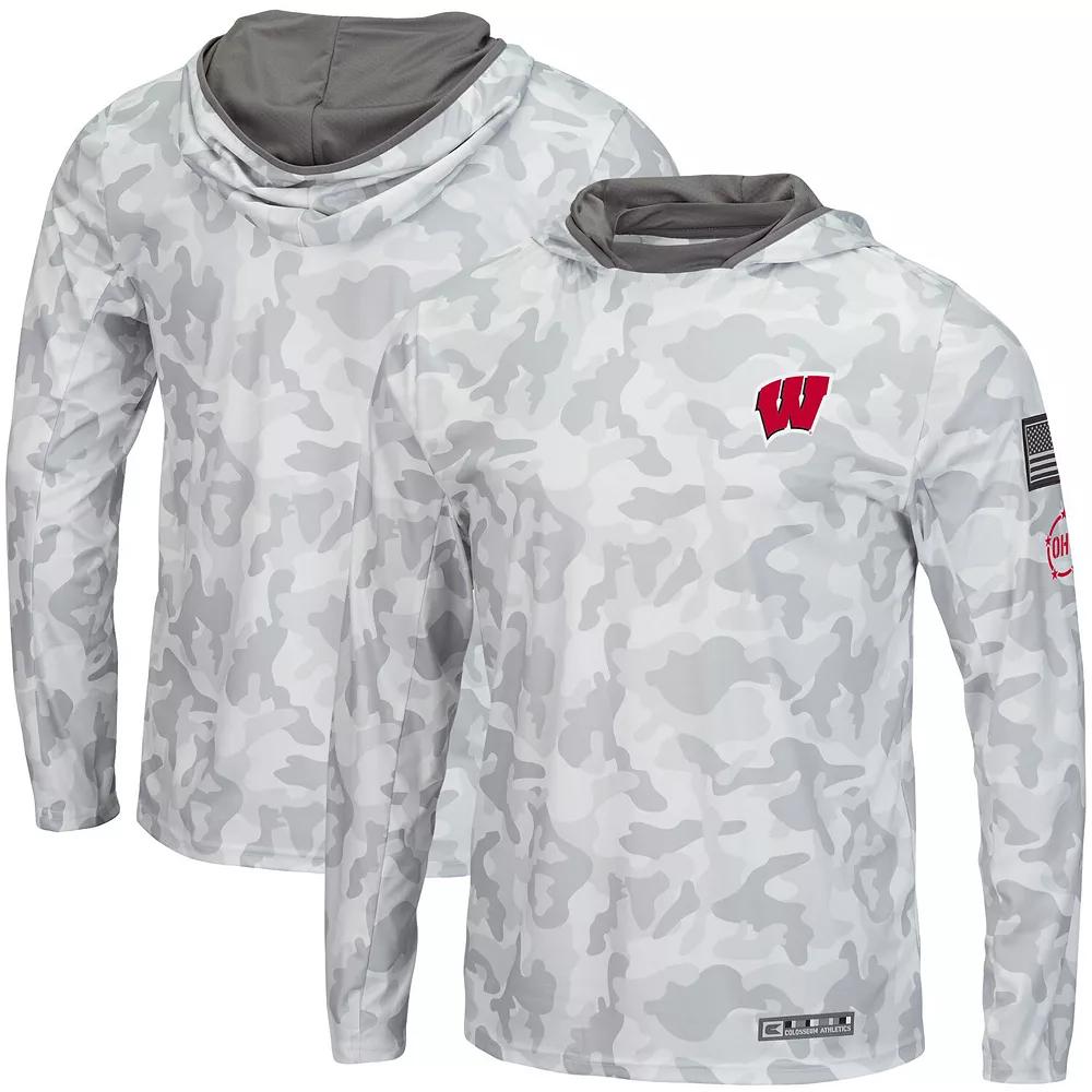 Men's Colosseum Arctic Camo Wisconsin Badgers OHT Military Appreciation Long Sleeve Hoodie Top,  Product Image