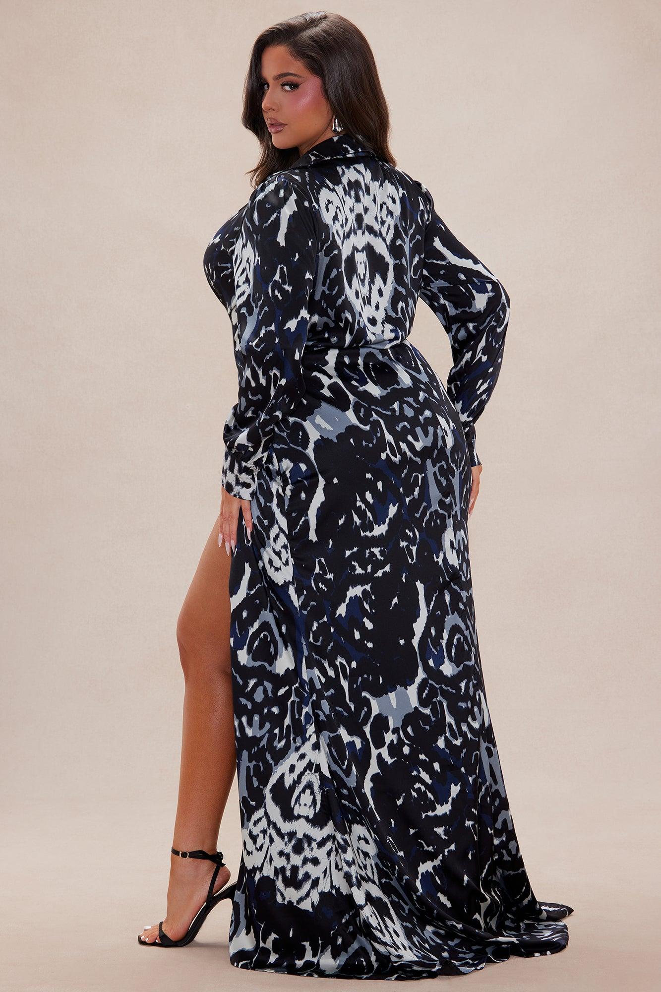 Lienna Satin Maxi Dress - Black/combo Product Image