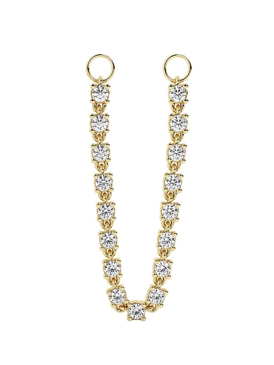 Womens 14K Yellow Gold & 1.00 TCW Lab-Grown Diamond Earring Chain Charm Product Image