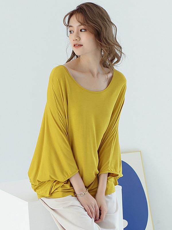 Vintage Loose Round-Neck Batwing Sleeves Shirts Product Image